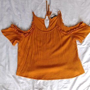 Ambiance Mustard Yellow Drape Shoulder Shirt